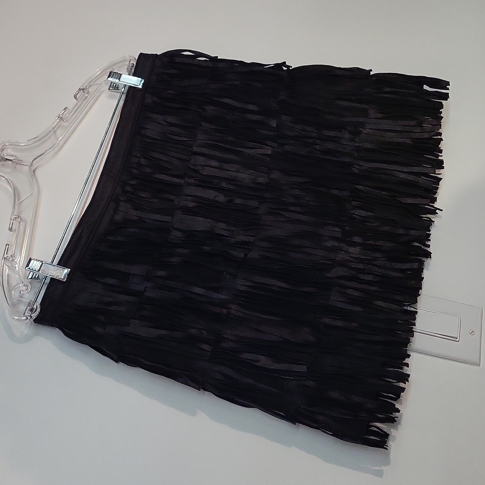 Boston Proper Leather Fringe Skirt